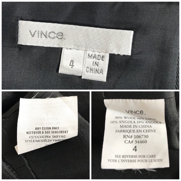 Vince Color Block Pleated Gray Black Wool Skirt with Pockets Size 4 - Picture 8 of 8